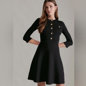 Karen Millen Black Long Sleeve Dress with Gold Buttons
